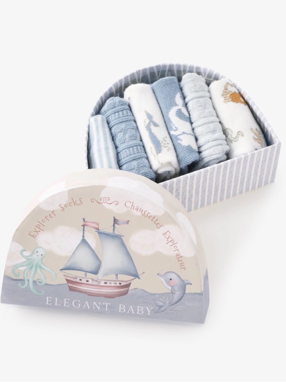 Elegant Baby WORLD EXPLORER NON-SLIP BABY SOCKS 6 PK NEW 0-12 MONTHS